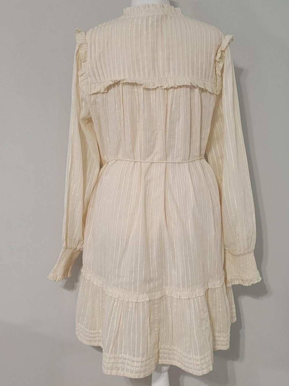 Cleobella Celine Mini Dress XL Ivory Organic Cotton Lurex Boho Prairie Western - Picture 7 of 9